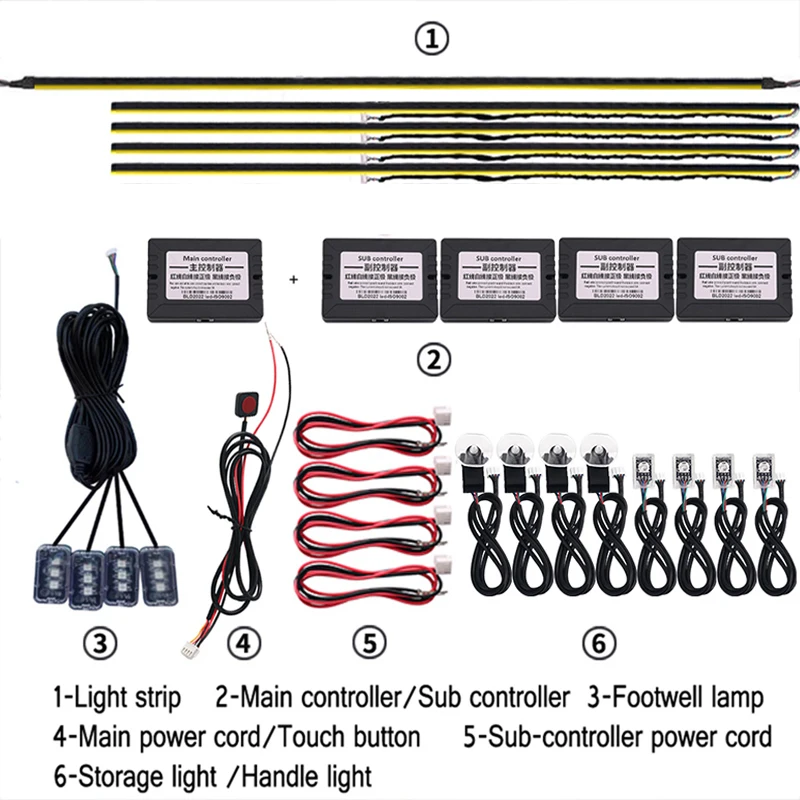 

Universal 18 In 1 LED Ambient Lights Car Interior Parts Decoration Accessories Kit RGB Neon Atmosphere Bar Door Dashboard Strip