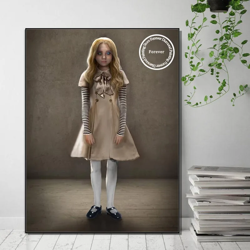 لوحة أحجار الراين الماسية M3GAN ، فيلم الرعب فتاة ميغان ، مجموعة غرزة متقاطعة ، صورة تطريز ، فسيفساء ، مثقاب كامل ، ديكور منزلي