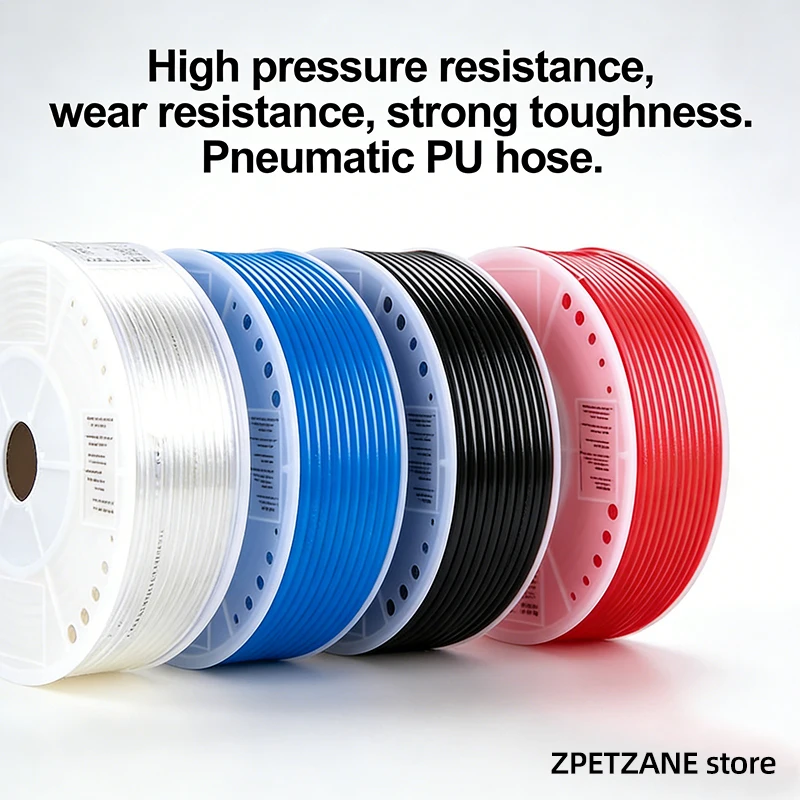 

10 Meters PU Tube 6*4 High Pressure Air Pipe Pneumatic Hose Transparent Black Red Blue For Air Compressor 6mm Outer Diameter