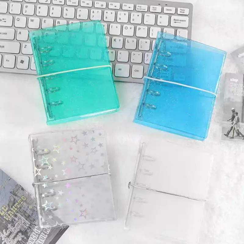 M5 PVC Transparent 5Holes Loose Leaf Notebook Ledger Cover Handbook Portable Notes Binder Planner Office Stationery Supplies