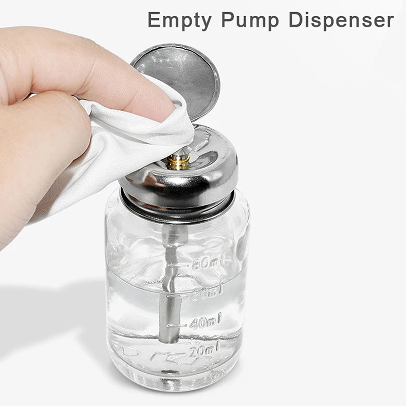 

Push Down Glass Empty Pump Dispenser For Nail Polish Alcohol Makeup Remover Clear Refillable Bottle Liquid Cleanser Storage