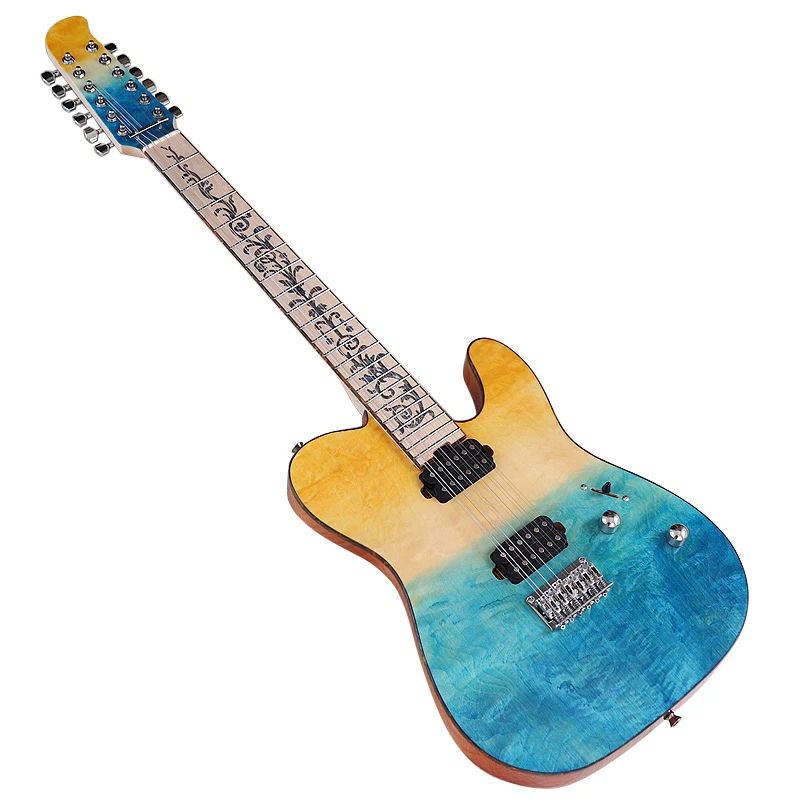 Gradient Color 12 Strings Electric Guitar 39 Inch High Gloss Electric Guitarra Solid Okoume wood Body Fast Delivery