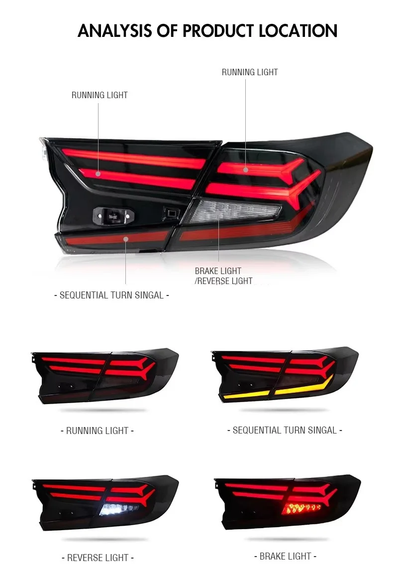 LED Taillights 2017-2024 Car Rear Lamp Headlights Headlamp Tail Light For Honda Accord Inspire 10th 10.5th 11th Gen RGB - Image 6