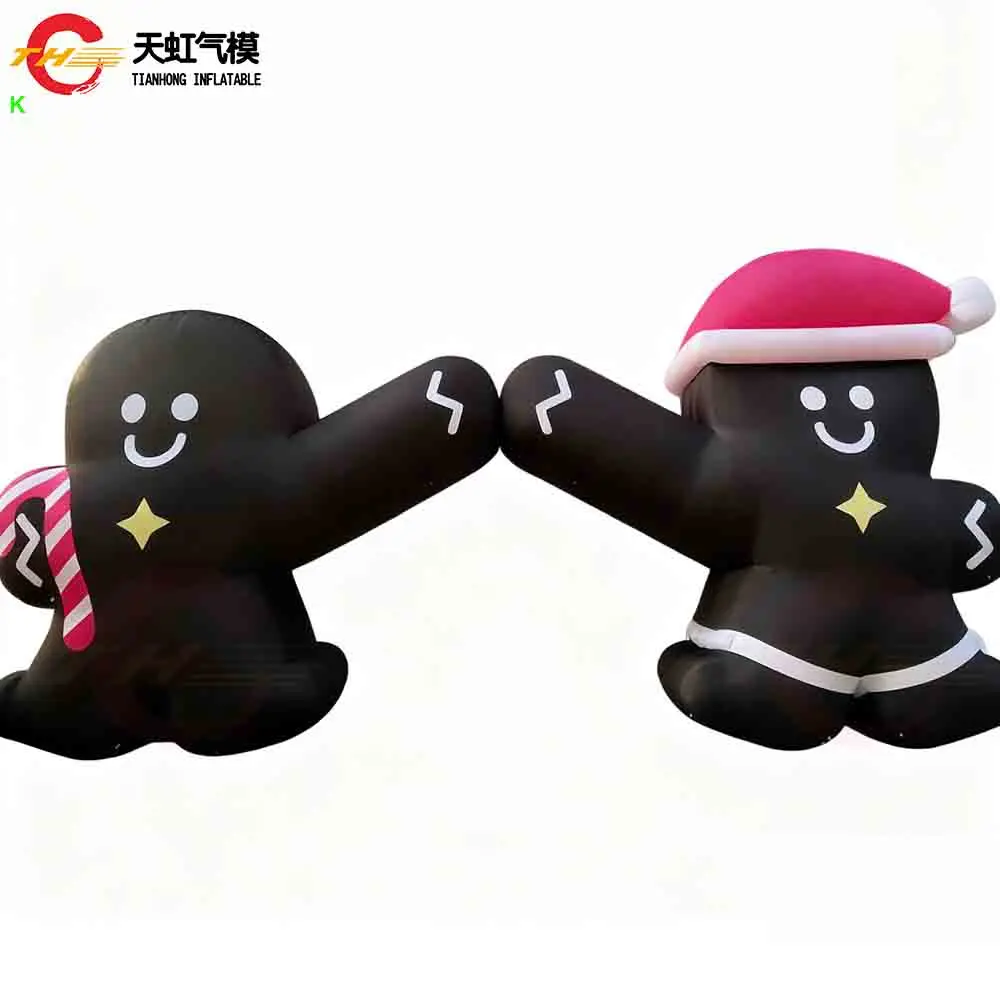 Transporte rápido arco de natal homem de gengibre preto arco inflável portão decoração de quintal de natal
