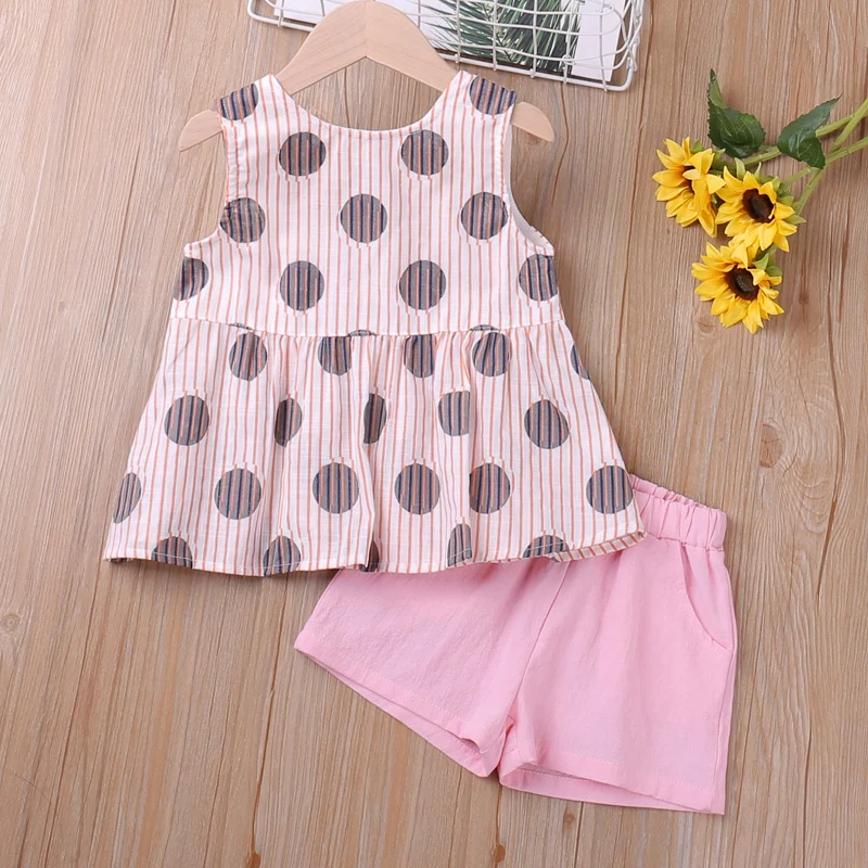 Humor Bear Girls Clothes Set New Summer Sleeveless Bow Vest+Solid Shorts 2pcs Casual Toddler Children Clothes  For 2-6T