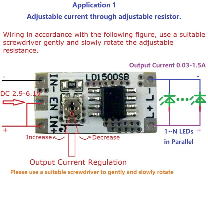 B04C-調整可能な出力電流 LED ドライバーモジュール DC-DC 定電流コンバータ DC 3-6V 28-1500Mah PWM コントローラー