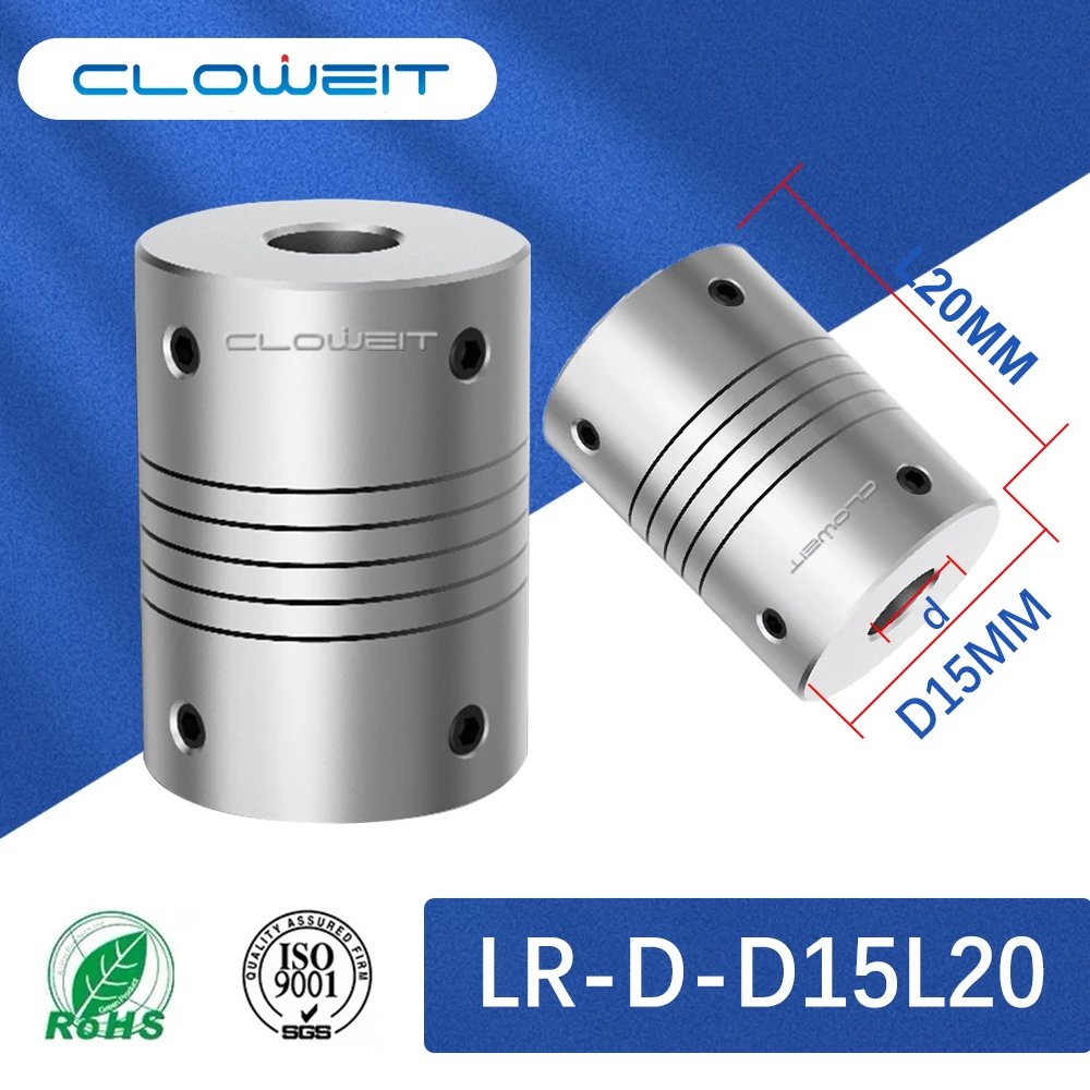 LR D D15L20 Aluminum Elastic Winding Shaft Coupler Motor Connector 3/4/5/6/7/8mm Thimble Type Customize Flexible CNC Coupling