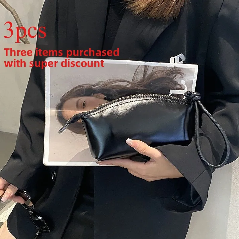 

3pcs2025 New Exquisite Texture Small Wallet Women's Short Inns Simple Wrinkled Folding Portable Buckle Wallet Student Coin Purse