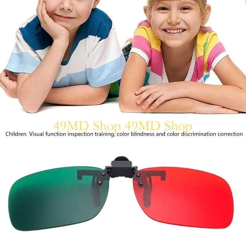 49MD Kids Green Color Blindness Corrective Clip on Glasses Lens for Visions Test