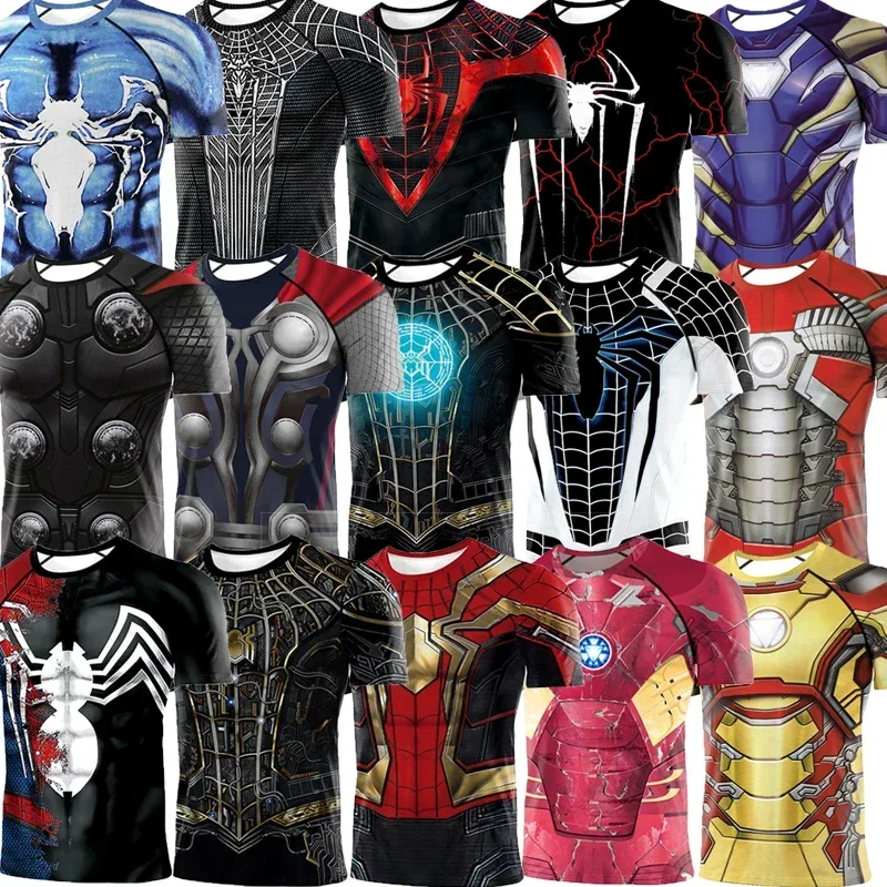 

Summer Men Superhero T-shirt Short Sleeve Sport Tees Tops Fitness Sweatshirt Male Homme Breathable Comfortable Sports T-Shirt