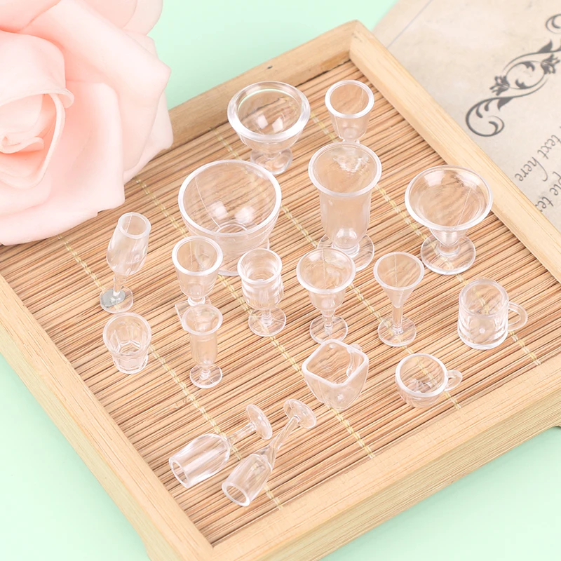 17Pcs/Lot 1:12 Scale Mini Tableware Set Plate Cup Bowl Dish Kit For Dollhouse Kitchen Living Room Decoration Toys