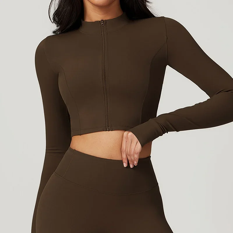 Zipper Sports Top Women Gym Long Sleeve for Fitness Coat Running Women Clothing Running Workout Tights Gym Tops Yoga Shirts