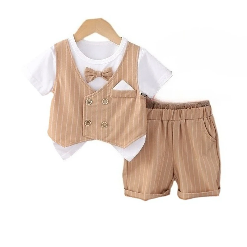 

New Summer Fashion Baby Boys Clothes Suit Children Striped T-Shirt Shorts 2Pcs/Sets Kids Clothing Infant Costume Toddler Outfits