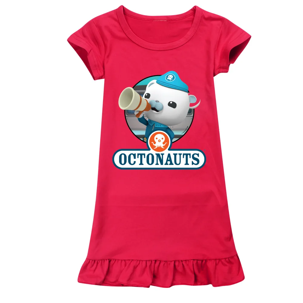 Summer Kids Dress Girls Octonauts Nightgowns Nightdress Short Sleeve Sleepwear Cartoon Clothes Baby Children Night Dress Pajamas