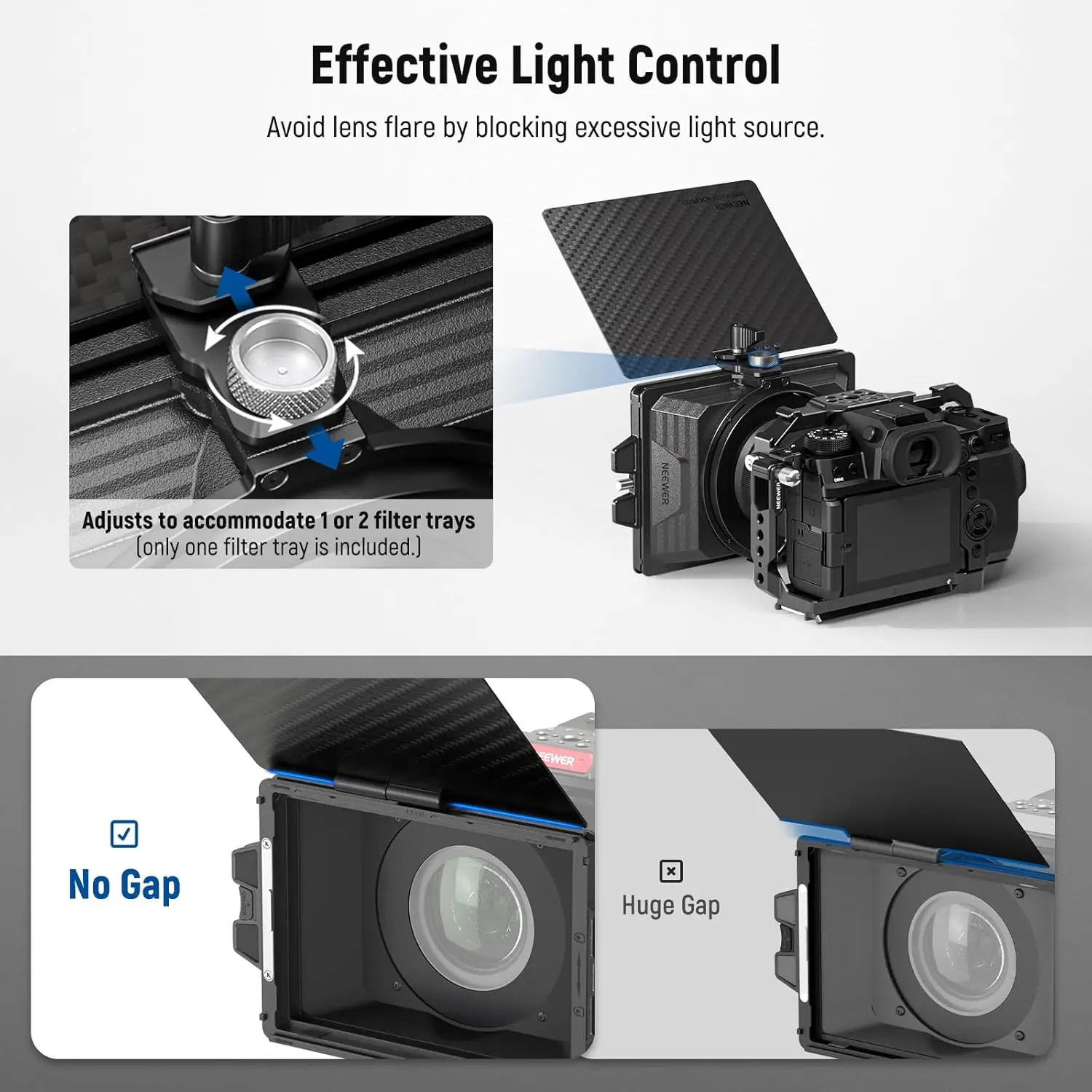 NEEWER صندوق صغير غير لامع مع صينية مرشح 4 بوصة × 5.65 بوصة علم من ألياف الكربون 4 محولات حلقة عدسة دائرية لعدسة (67/72/77/82 مم) #3