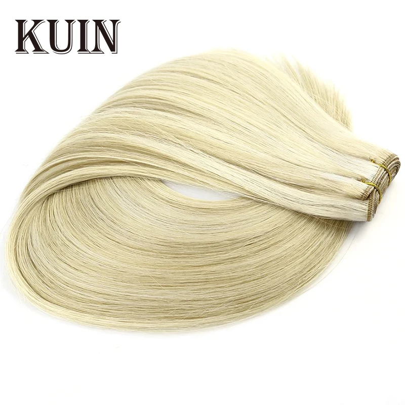 Rechte Maagd Menselijk Haar Bundels Extensions Hair Inslag Ombre Blonde Kleur 100G Naaien In Zijdeachtige Natuurlijke Braziliaanse Huid Dubbele Inslag