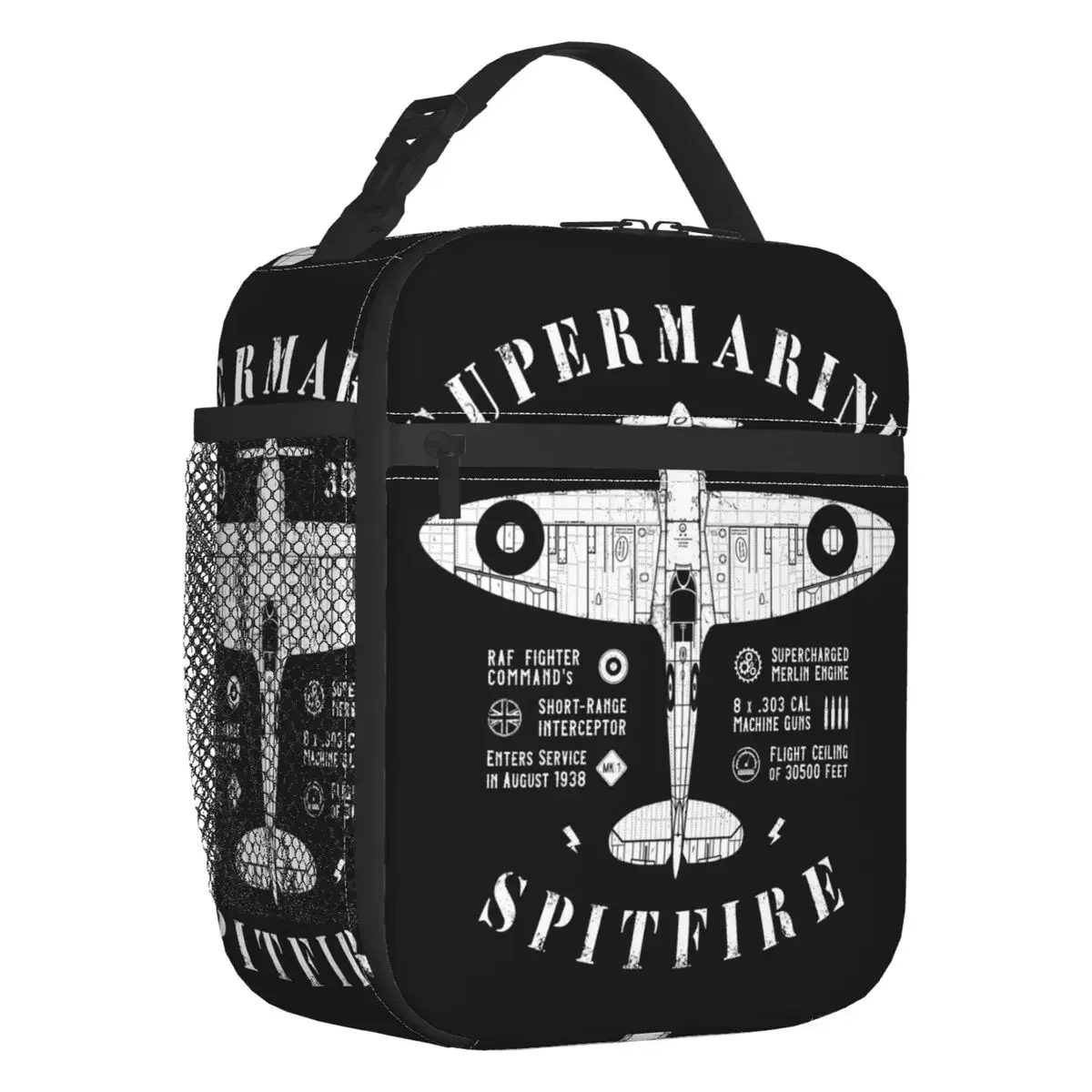 

Supermarine Spitfire Insulated Lunch Bag Portable Fighter Plane WW2 War Pilot Aircraft Airplane Thermal Cooler Lunch Box Office