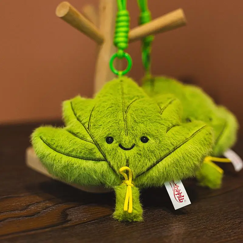1Pc Green Pomelo Leaf Plush Pendant Car Keyring For Dispelling Bad Luck Home Bedroom Decoration Backpack Charms Birthday Gift