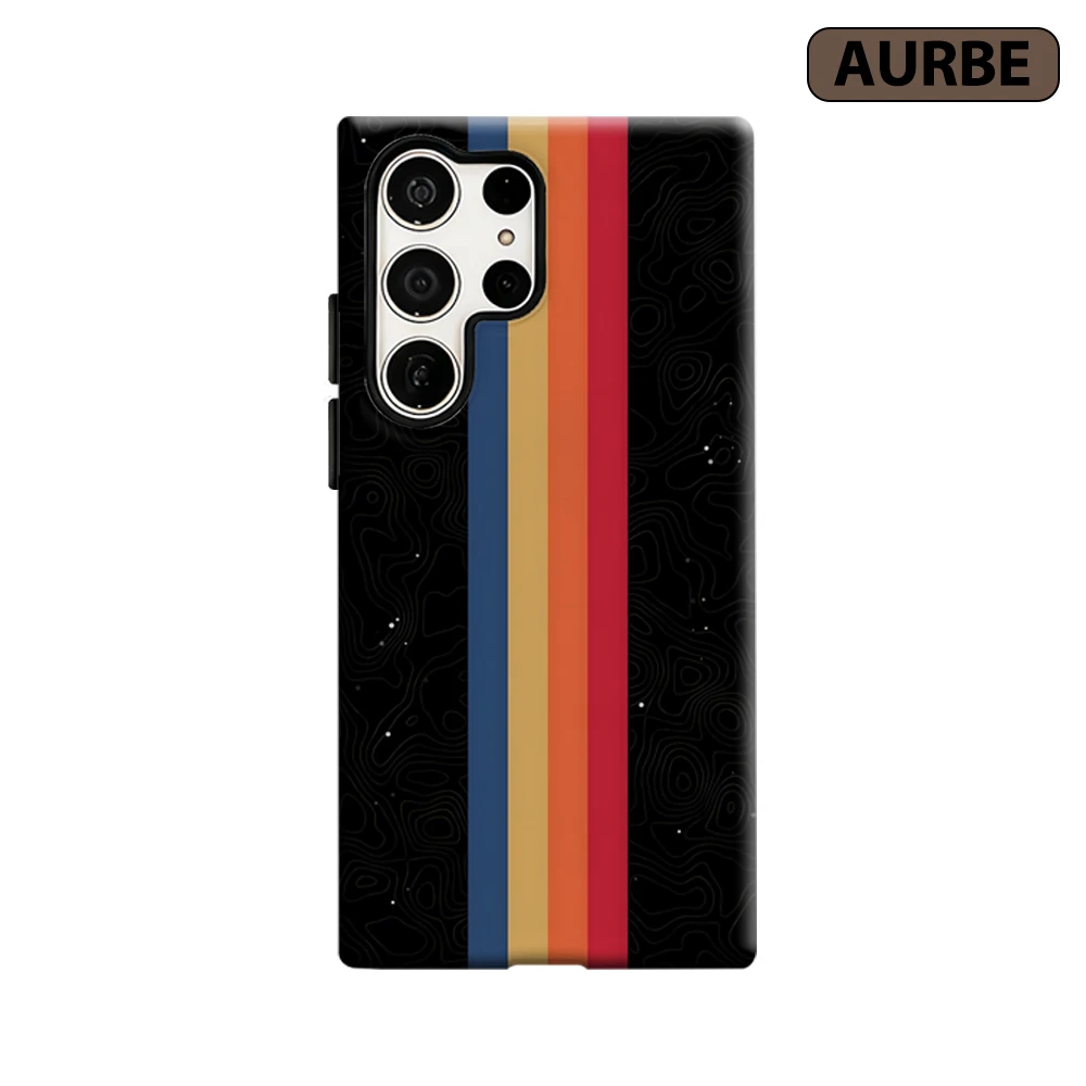Retro Stripe Topography Phone Case for Samsung Galaxy S26 S25 Ultra S24 S23 Ultra Plus Shockproof Double Layer Tough Back Cover