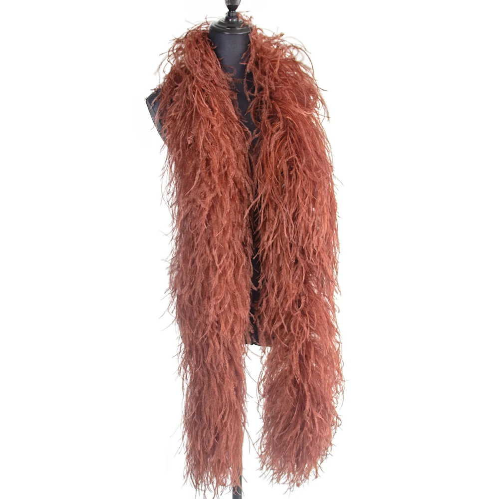 2Meter Natural Ostrich Feather Boa Trim Ribbon 6/10 PLY Fluffy Plumes Scarf for Christmas Clothing Sewing DIY Craft Decor