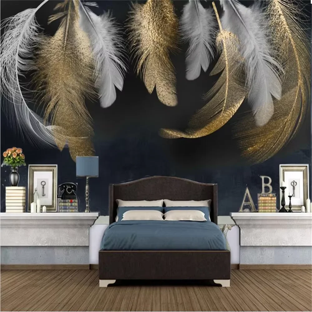 

custom Mural Nordic feather Wallpaper living room decoration Tropical Indoor Background Retro Wall Paper photo home decoration