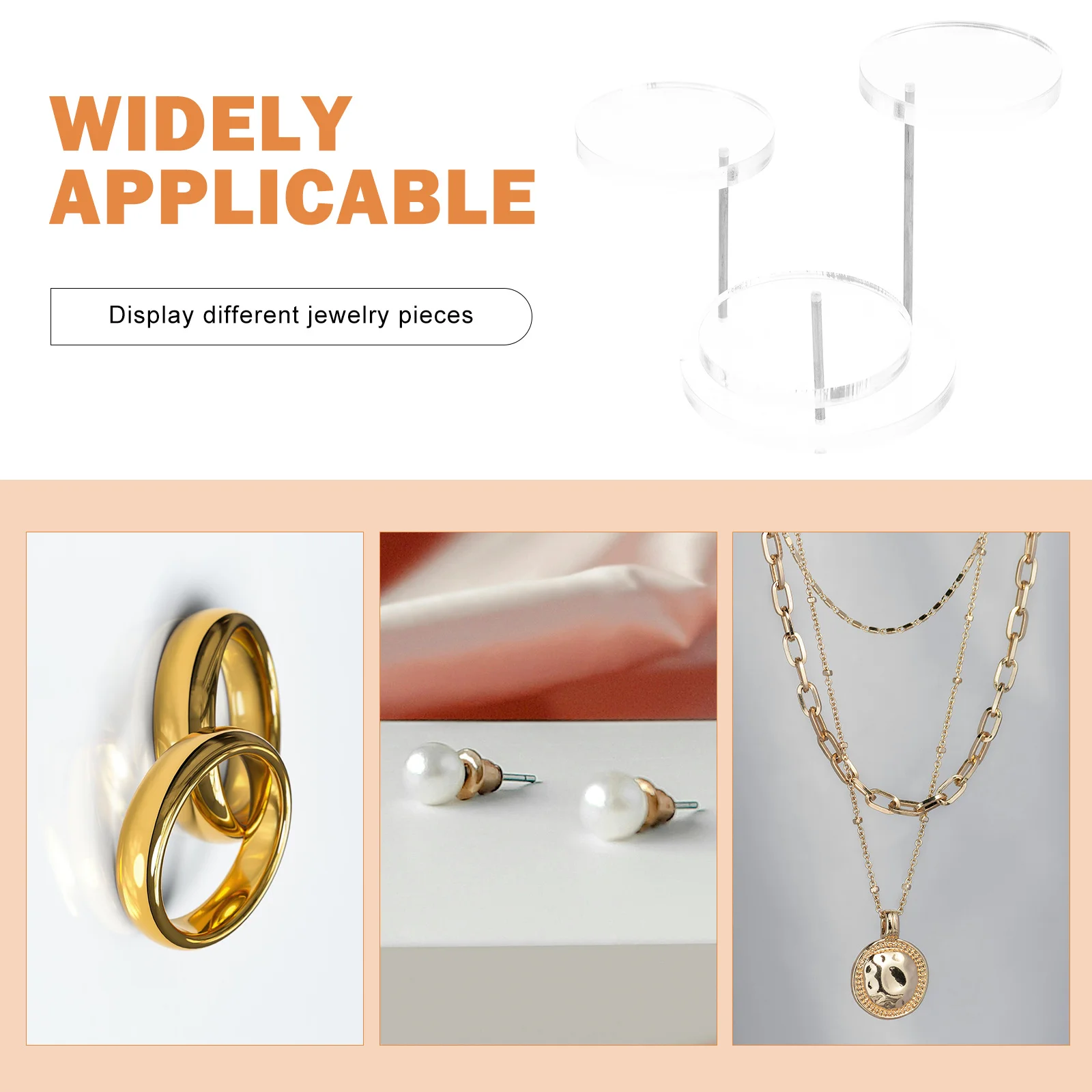 

Clear Jewelry Display Stand Round Acrylic Riser Stable Desktop Rack Multi-Tier Organizer Display Shelf Showcases Rings Pendants