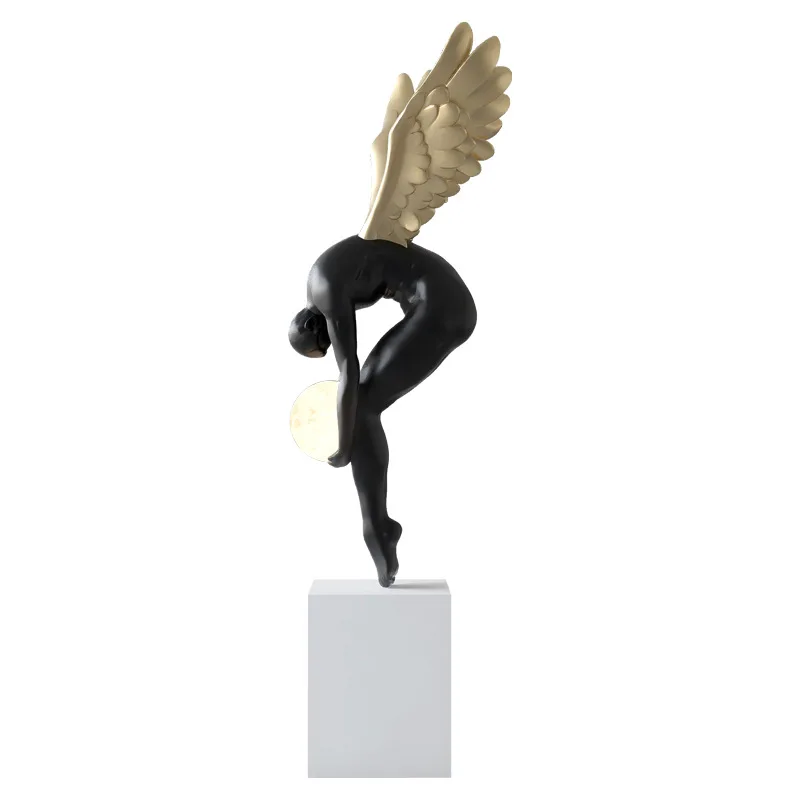 & Modern Luxury Figure Floor Lamp, Abstract Angel Sculpture. Art Decor for Living Room, Entryway, Hotel Lobby