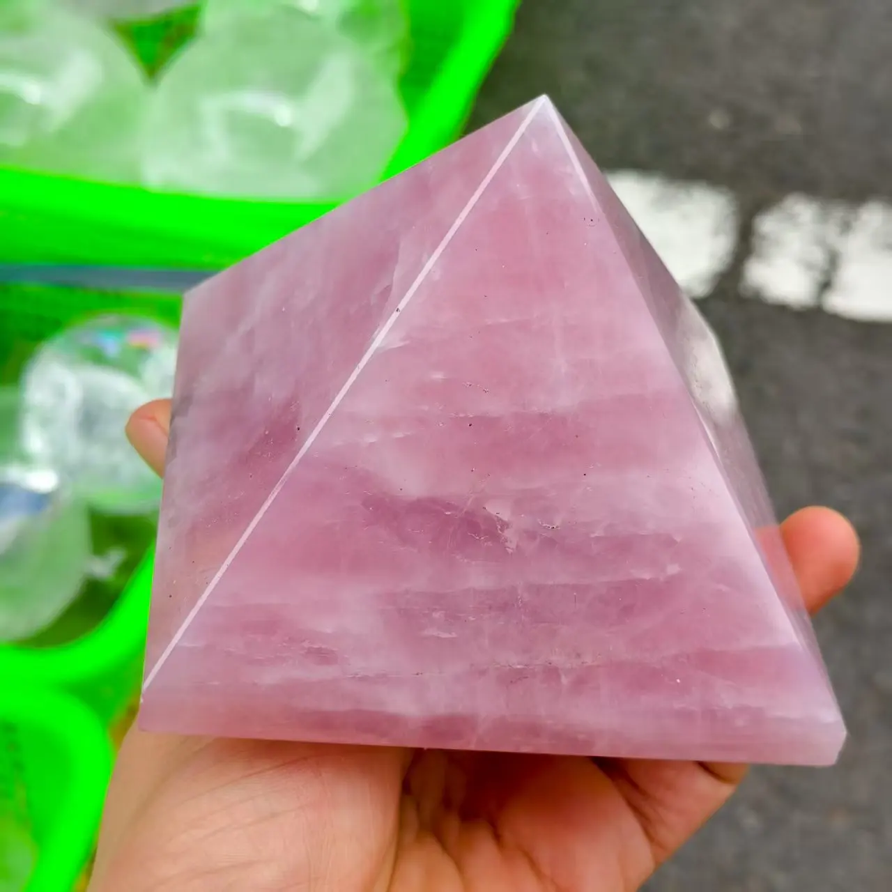 

Natural Rose Quartz Crystal, Energy Pyramid, Demagnetization Meditation, Decoration, Gift, Feng Shui
