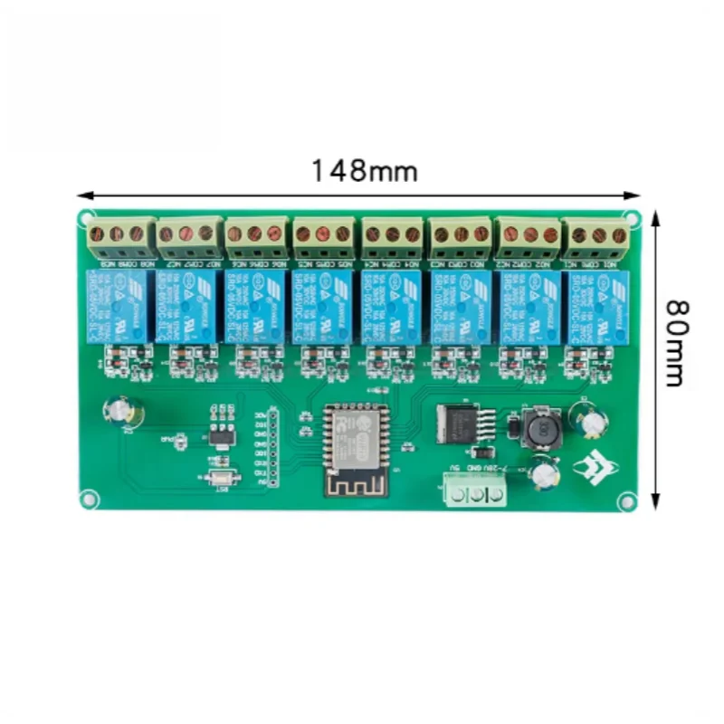 ESP8266 WIFI 8-way relay module ESP-12F development board secondary development 5V/7-28V power supply
