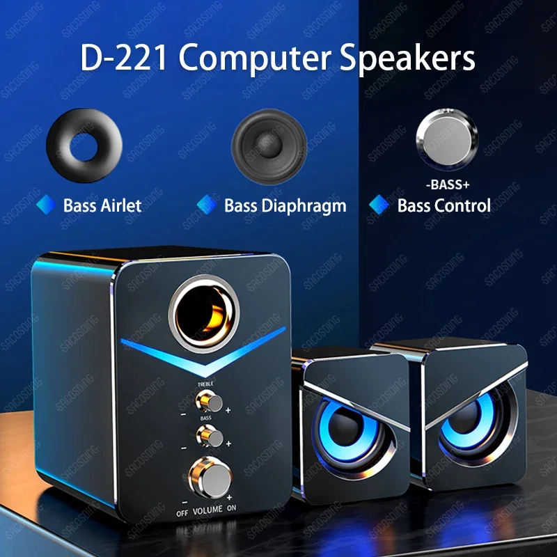 

2024 USB Wired BLUETOOTH Combination Speakers Computer Speakers Heavy Bass Stereo Music Player Subwoofer Sound Box For PC Phones