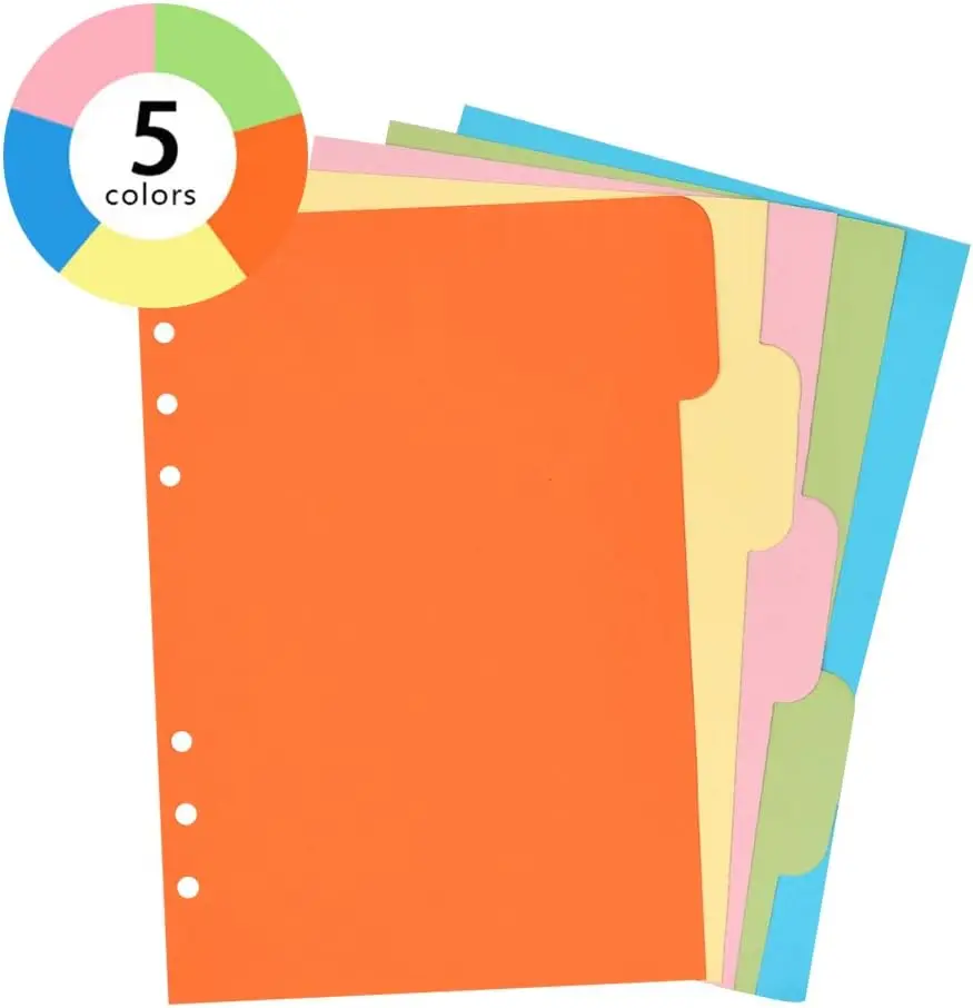 A5 Desk Planner Organizer with 6 Rings, 160 Sheets Replaced, Banknote Tabs, Dividers, Lid, Pocket for Closure, Ruler