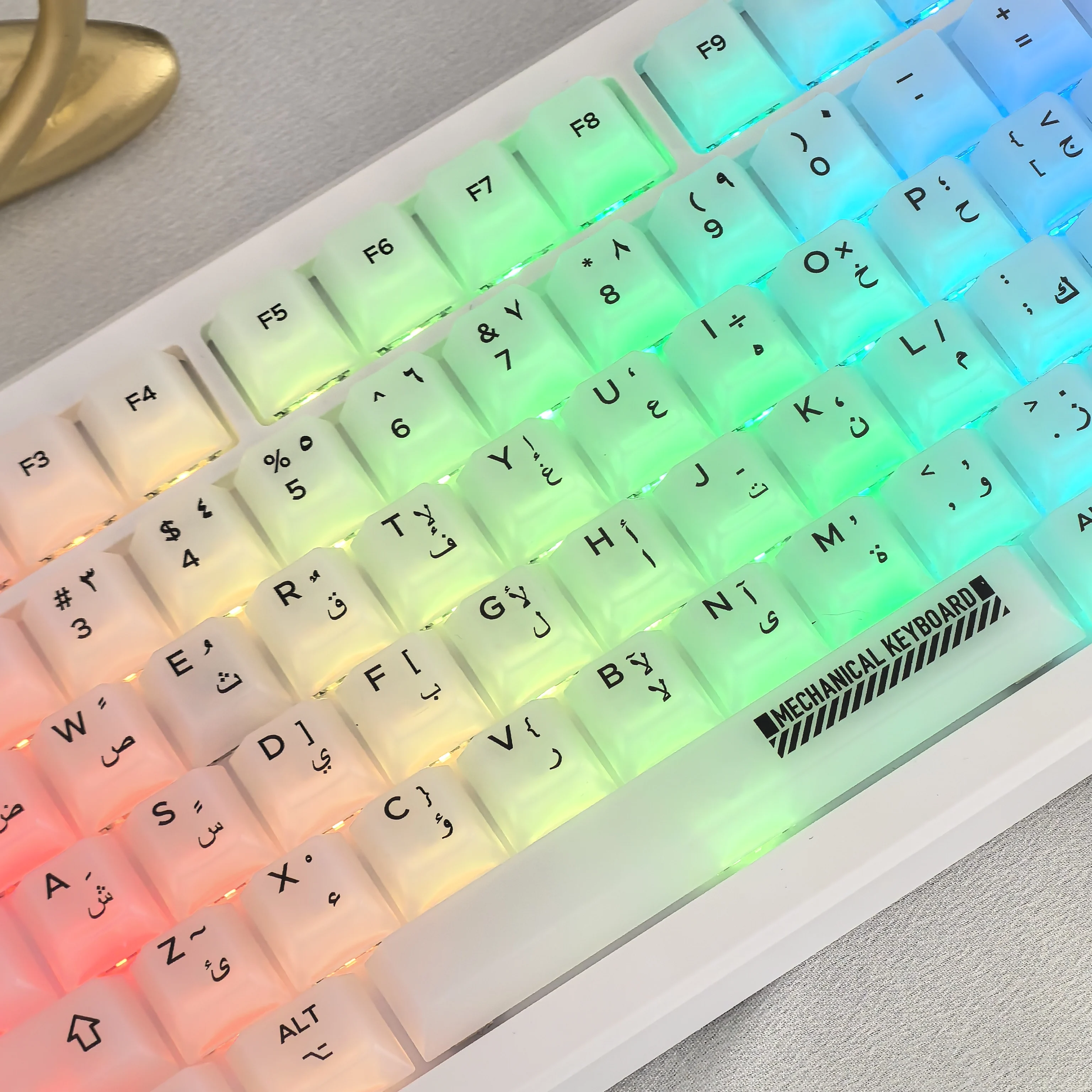 Arabic Keycaps 124Keys Pc Material Cherry Translucent Milky White Matte Transparent Keycaps