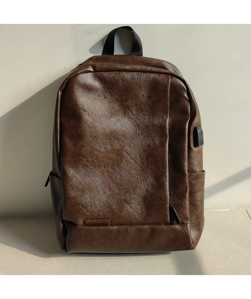 Sha backpack men's bag fashion sports youth schoolbag simple pu leather computer men's backpack