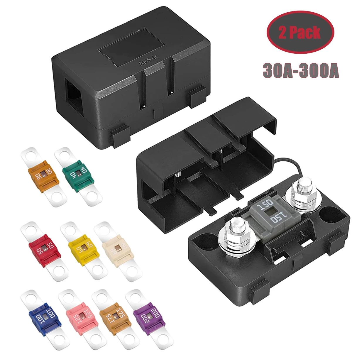 ANS-H Bolt Type Midi Fuse Holder ANS-8 Safety Plate Base Car Automotive Carrier Fuse Box 20A 30A 50A 60A 100A 150A 175A 200A