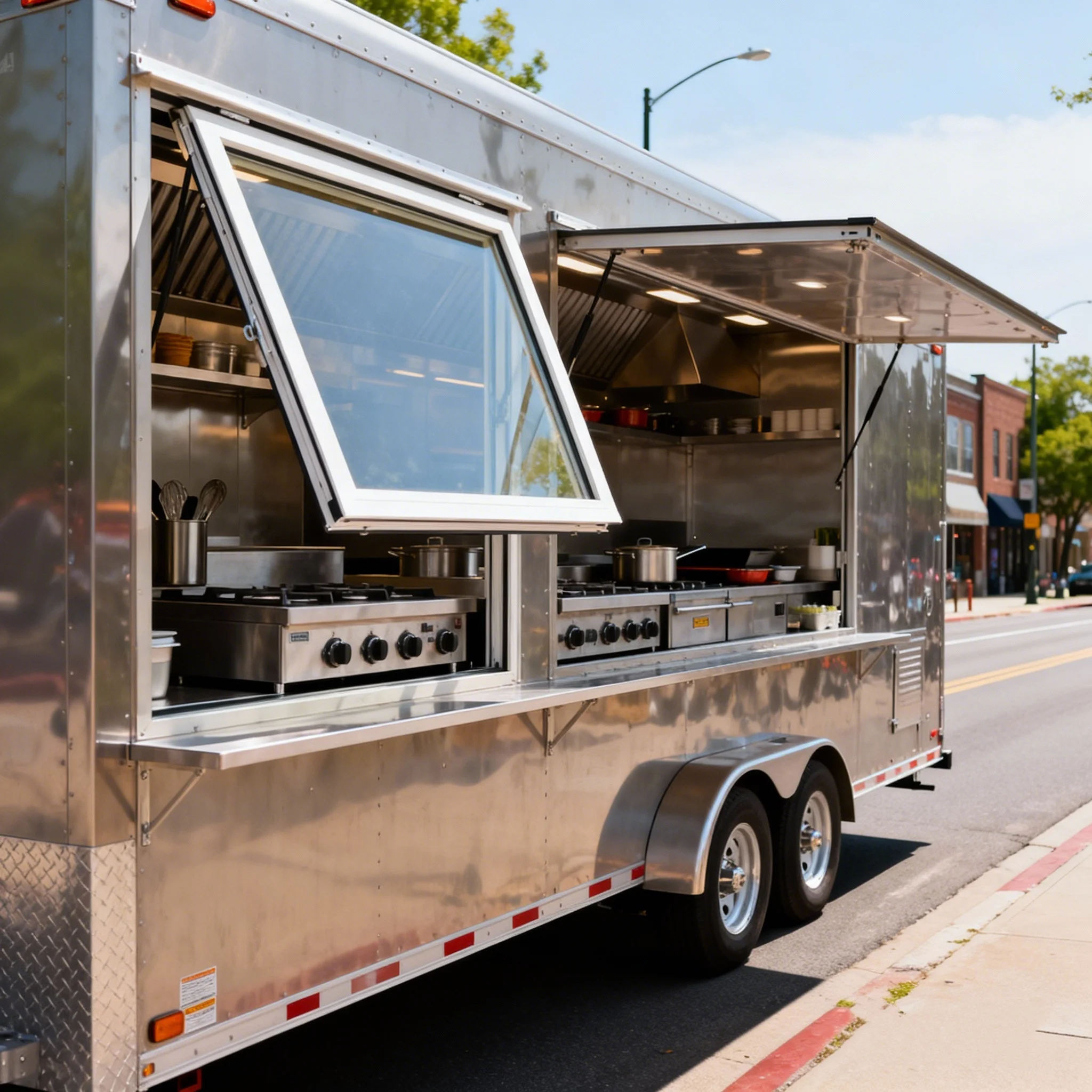 

DOT Approved Mobile BBQ Food Trailer US Standard With Sliding Concession Window Street Vending Outdoor Catering Business Cart
