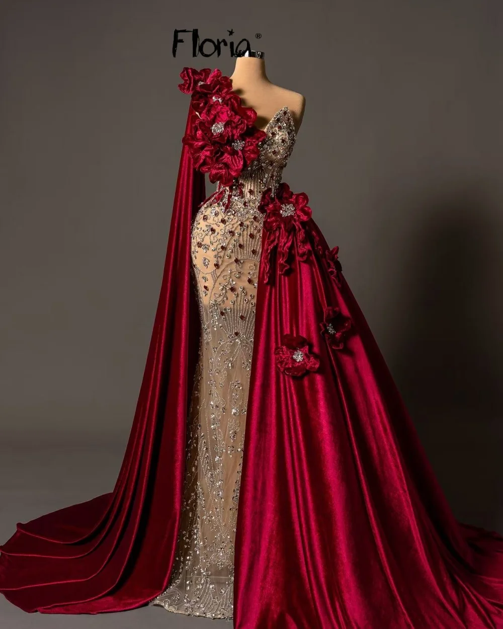 

Luxury Crystals Long Celebrity Dress With Long Cape Sleeve 2026 One Shoulder Engagement Party Dress Gala Night Gowns Customized