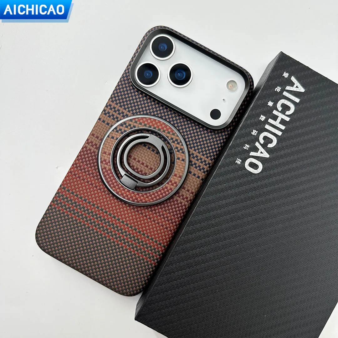 

ACC-Real Carbon Fiber Phone Case For iphone 17Pro/17ProMax with magsafe Ultra-thin Aramid Fiber Sunset Shell