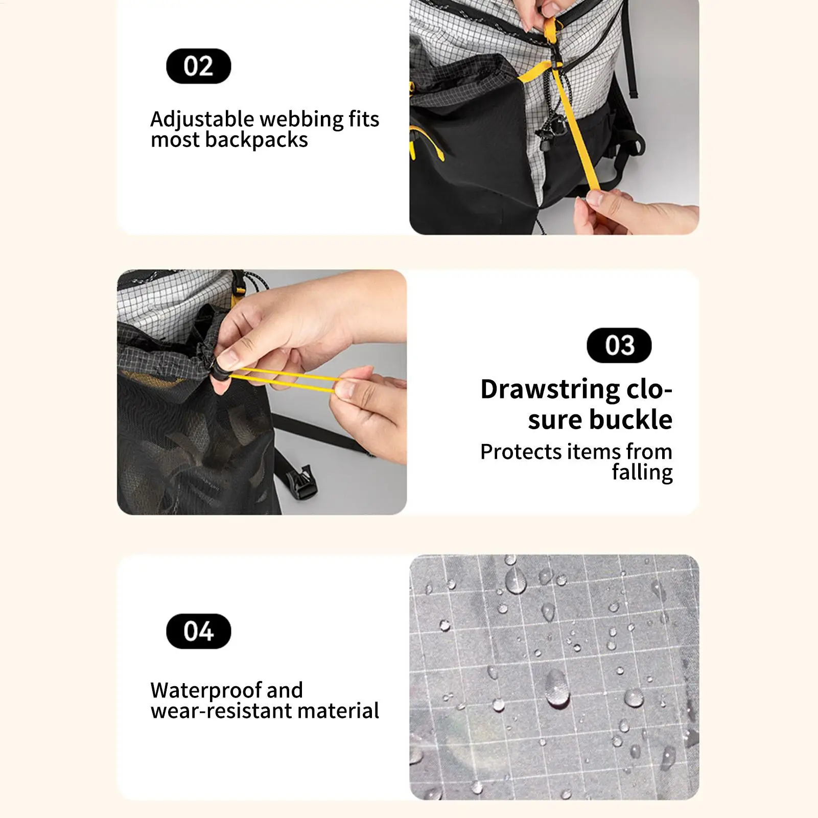 

Backpack Accessories Lightweight Mesh Bag Portable Hiking Backpack Gear Pouch For Men Women Hiking Outdoor Adventures Fishing