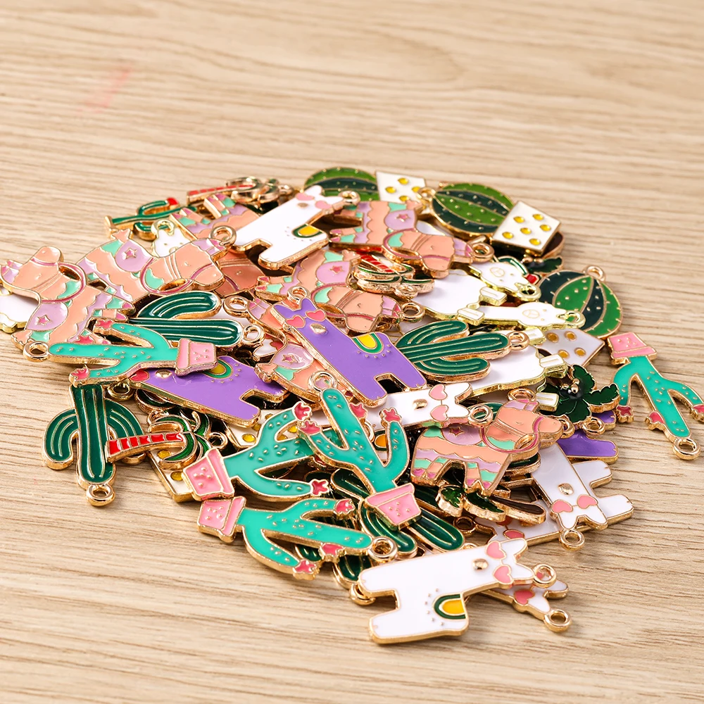Tusember 10 Stück gemischte Tier-Anhänger, Emaille-Einhorn-, Hasen-, Muschel- und Panda-Charms für die Schmuckherstellung, Ohrringe, Halsketten, DIY-Armbänder – Detail 2
