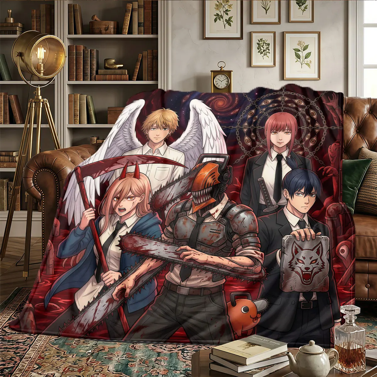 Chainsaw Man Patterns Home Blanket Lightweight and portable for Sofas Naps Warmth and Comfort Halloween Gifts -HE20