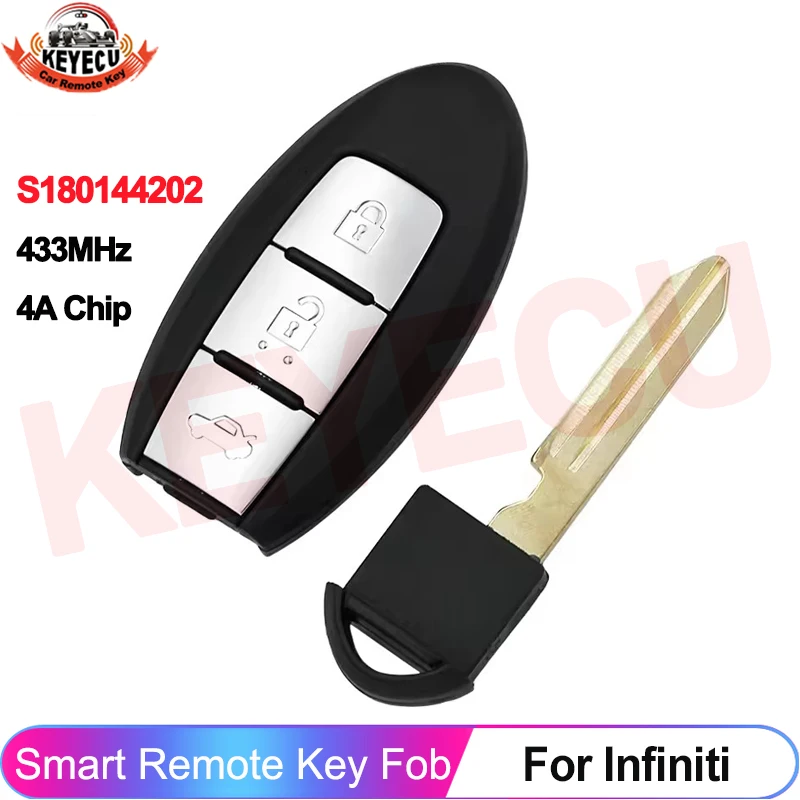 

Continental: S180144202 Smart Remote Car Key Fob 3 Buttons For Infiniti Q50 2013 2014 2015 2016 2017 2018 433MHz 4A Chip