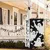 Heyfibro Welcome Halloween Ghost Garden Flag 12 x 18 Inch Vertical Double Sided Burlap,Black White Spooky Ghost Bat Spider W cci