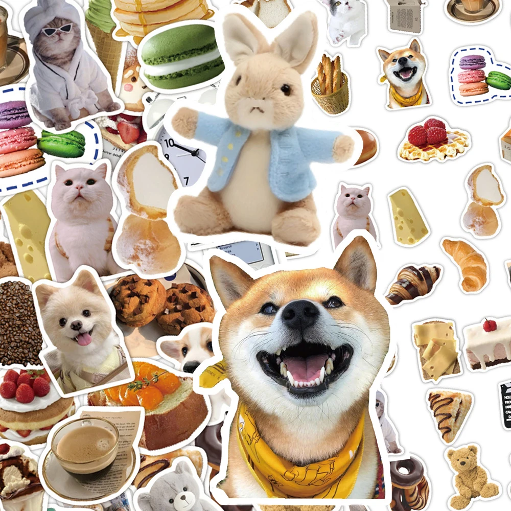 10/30/50 szt. Śmieszne naklejki z kotami, zwierzętami, jedzeniem, kreskówkowe naklejki do pamiętnika, motocykla, telefonu, notatnika, dekoracji samochodu, artykuły papiernicze, naklejki, prezent