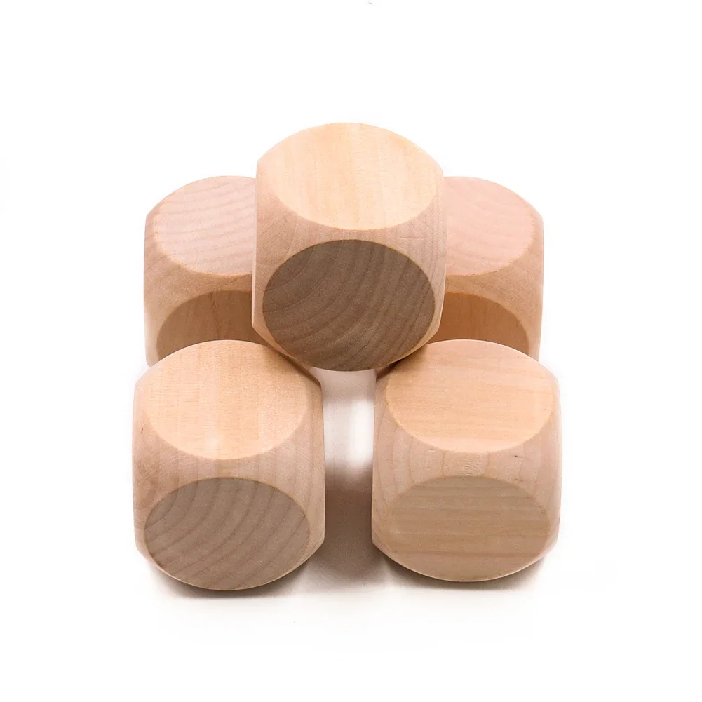 1PC 60mm Blank Wooden Dice for DIY Crafts Printing Engraving Kids Toys Family Party Board Games Creative Entertainment Accessory