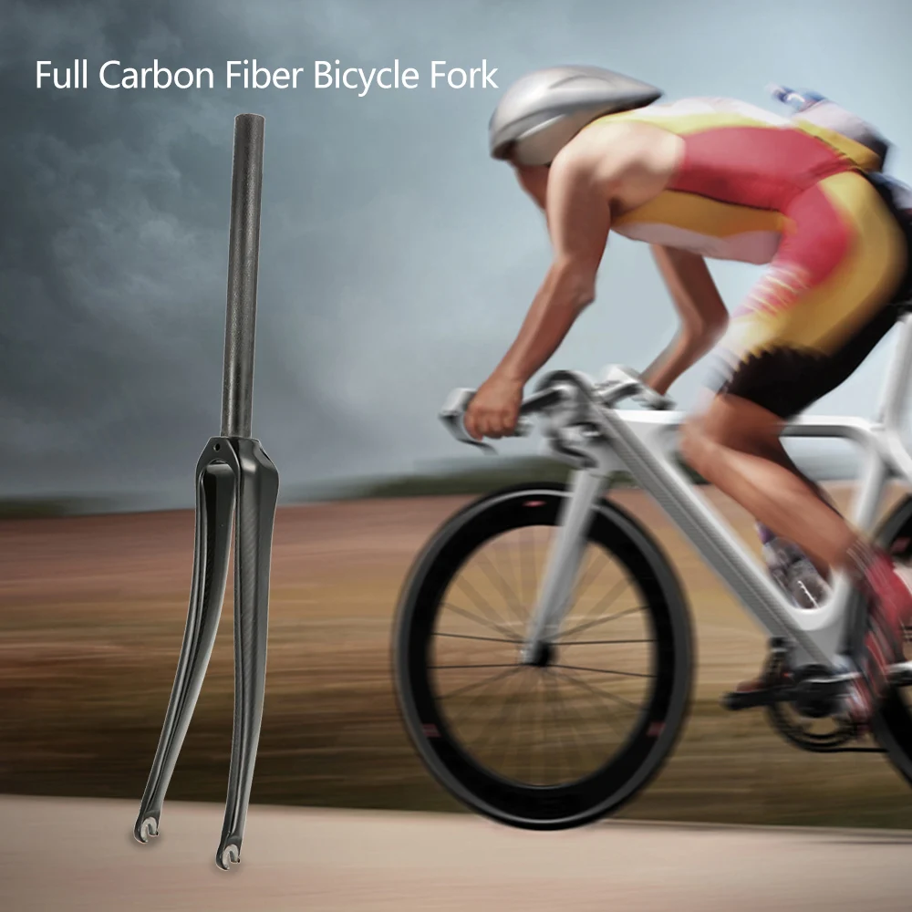 25.4mm/28.6mm Ultralight Full Carbon Fiber Road Bicycle Fork 700C Cycling Fixed Gear Bike Fork Fixie Bike Front Fork Bike Part