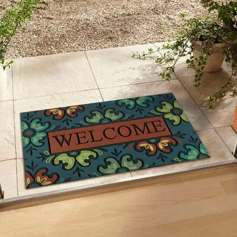 

Batoom Entrance Floral Velvet Floor Mat Anti-Slip Water Absorbent Door Mat Welcome Rug Ethnic Clothing Accories
