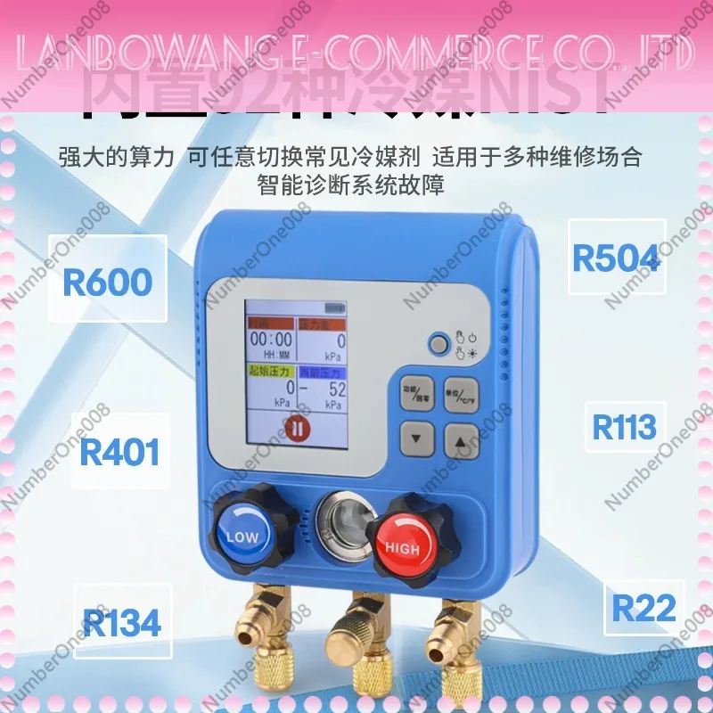 Automotive Air Conditioner Digital Vacuum Pressure Gauge Liquid Fluoride Refrigeration Maintenance Electronic Refrigerant Meter