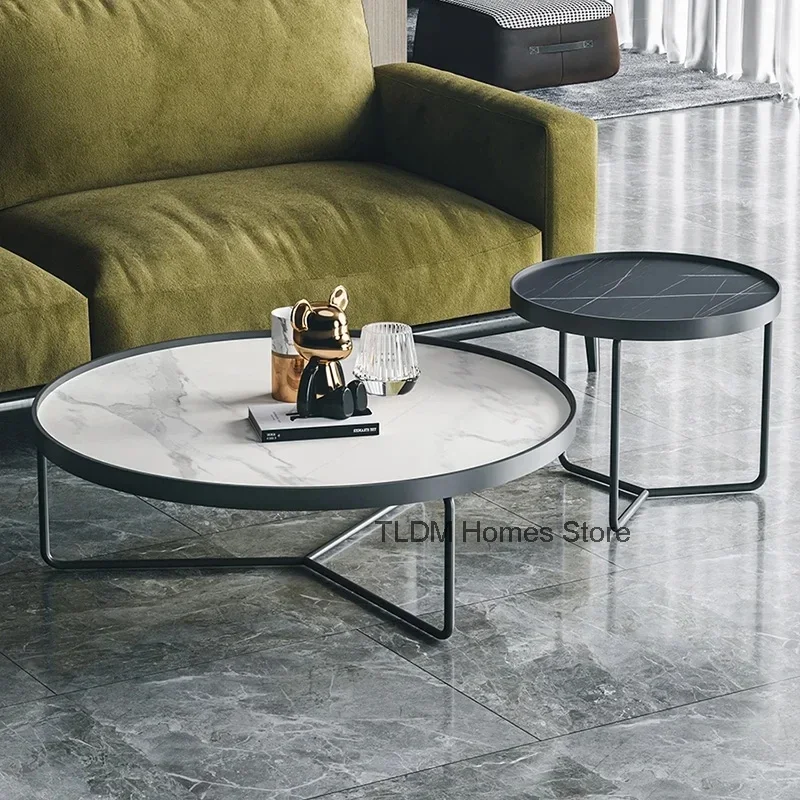 

Nordic Luxury Coffee Tables Round Metal Modern Living Room Coffee Tables Minimalist Design Mesa Auxiliar Salon Furniture