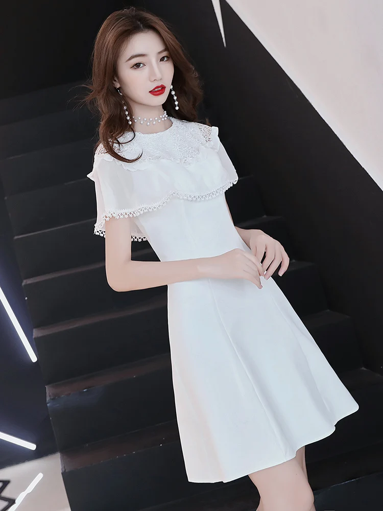 

Ele White Evening Gown Women's Daily Wear Luxury High-end Adult Ceremony Dr Sweet Sle Floral Mid-waist ort Sve