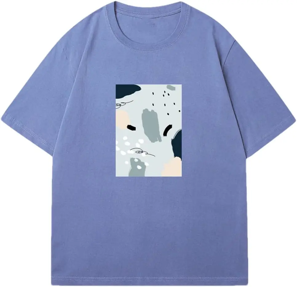 Summer Women O-Neck Short Sleeve Cotton T-Shirts Ladies Solid Color Printed Casual Tops